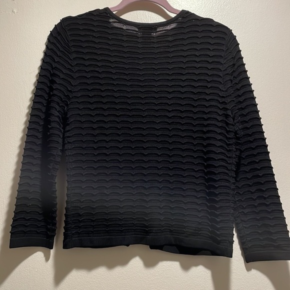 cache Black Rippled Sweater with Sparkle Diamond Like Buttons - Picture 5 of 5